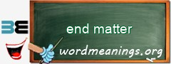 WordMeaning blackboard for end matter